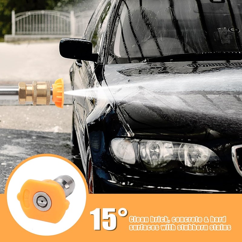 VIPRUSH Pressure Washer Tips, 7 Pack Power Washer Nozzle Tips, 15 Degree Yellow, 1/4 Inch Quick Connect, 4000 PSI - Image 3